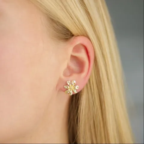 blomster øreringe i forgyldt messing - Eliné