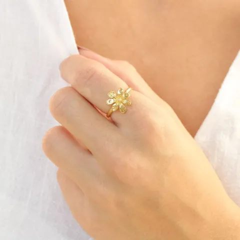 blomster ring i forgyldt messing - Eliné