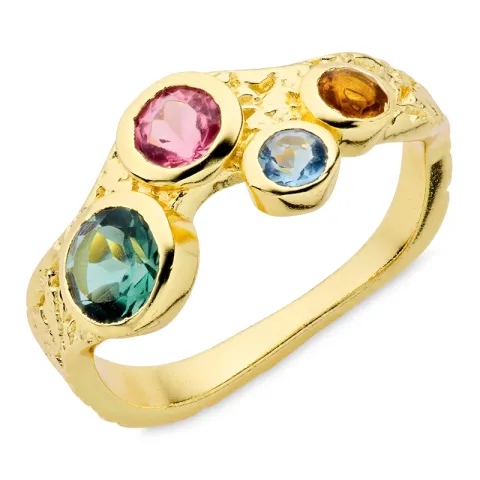 multifarvet ring i forgyldt messing - Eliné