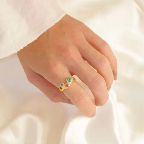 multifarvet ring i forgyldt messing - Eliné