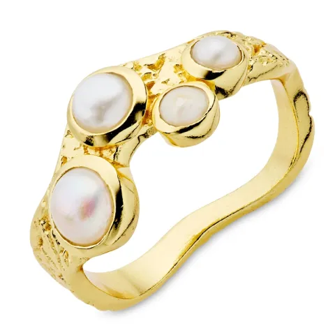 perle ring i forgyldt messing - Eliné