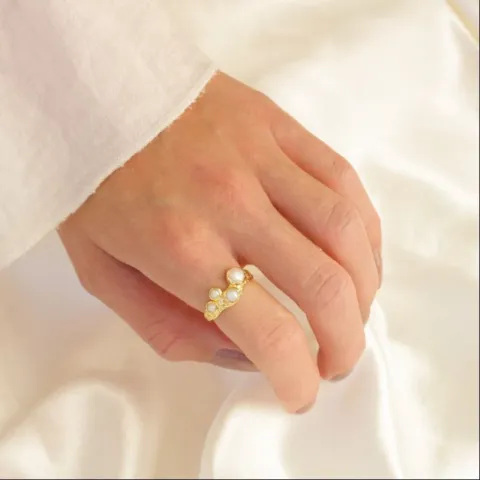 perle ring i forgyldt messing - Eliné