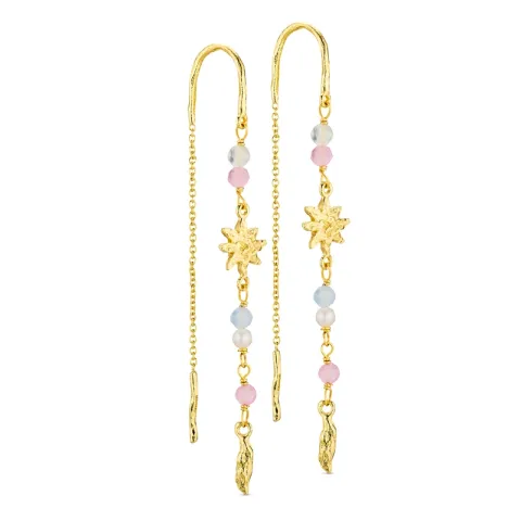 lange stjerne kæde øreringe i forgyldt messing - Eliné