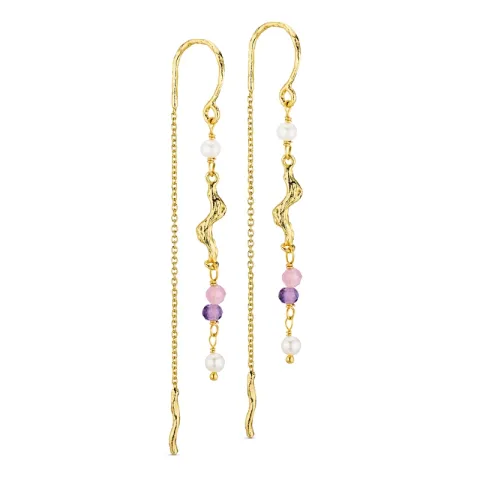 lange kæde øreringe i forgyldt messing - Eliné