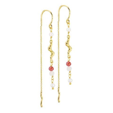 lange kæde øreringe i forgyldt messing - Eliné