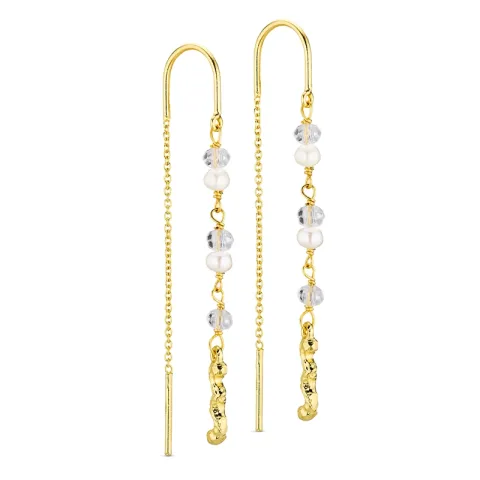 lange kæde øreringe i forgyldt messing - Eliné