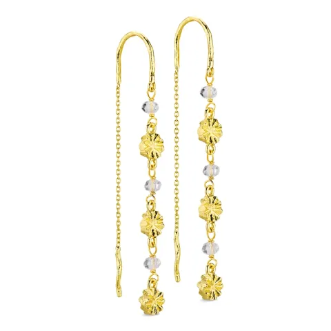 lange klar quartz kæde øreringe i forgyldt messing - Eliné