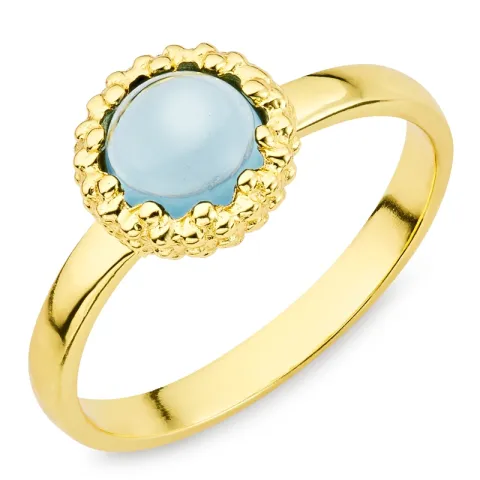 mørkeblå krystal ring i forgyldt messing - Eliné