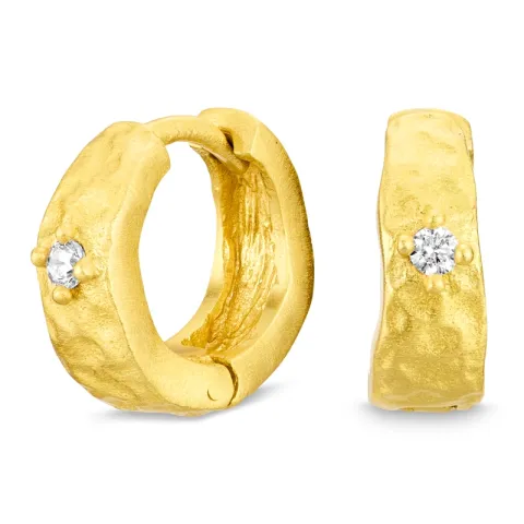 12 mm zirkon creoler i forgyldt messing - Eliné