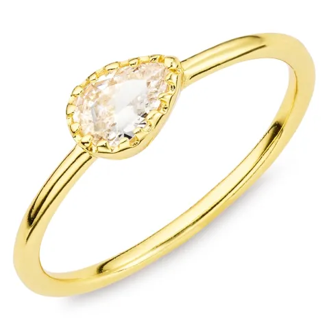 zirkon ring i forgyldt messing - Eliné