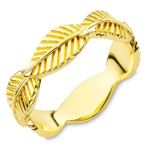 blad ring i forgyldt messing