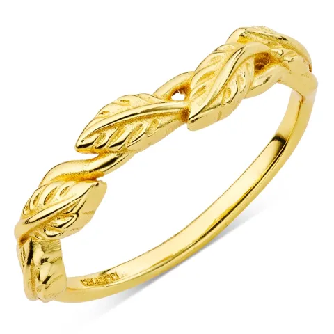 blad ring i forgyldt messing