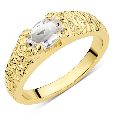 klar quartz ring i forgyldt messing - Eliné