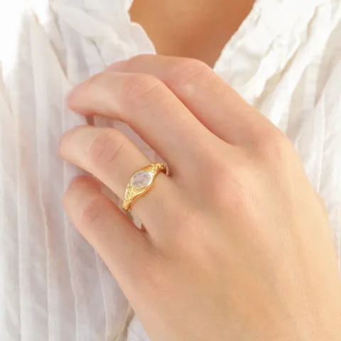 månesten ring i forgyldt messing - Eliné
