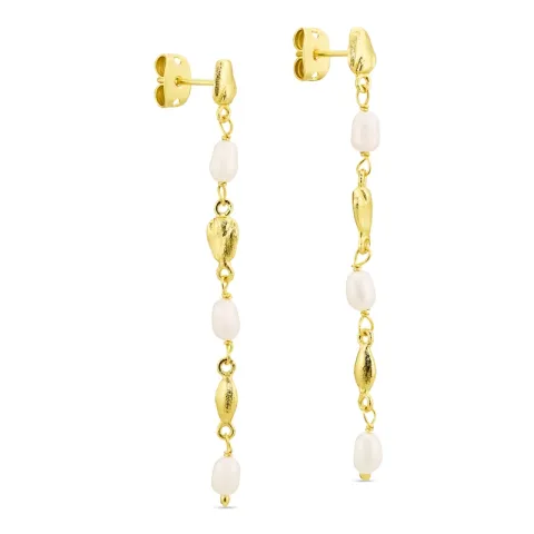 perle kæde øreringe i forgyldt messing - Eliné