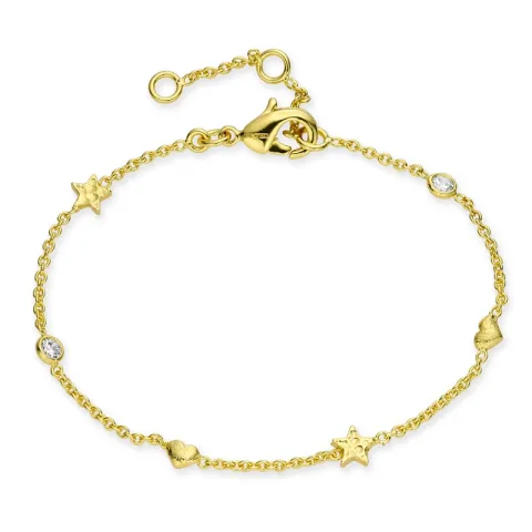 hjerte stjerne zirkon armbånd i forgyldt messing - Eliné