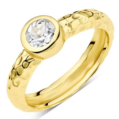 klar quartz ring i forgyldt messing - Eliné