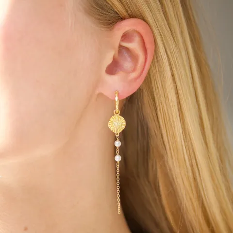 lange perle øreringe i forgyldt messing - Eliné