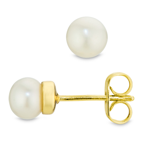 5 mm perle ørestikker i forgyldt messing - Eliné