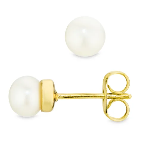 5 mm perle ørestikker i forgyldt messing - Eliné