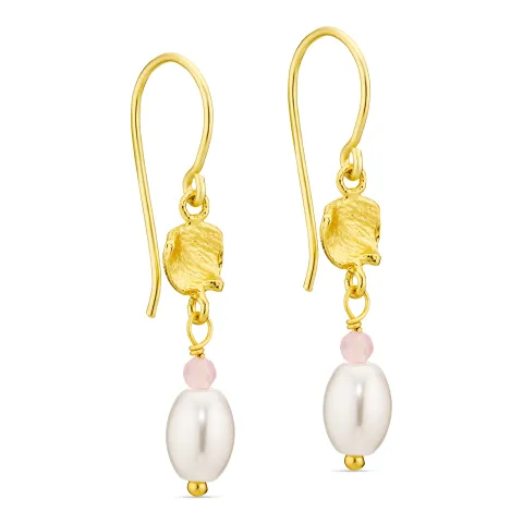 lyserød øreringe i forgyldt messing - Eliné