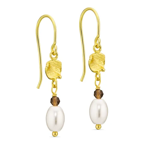 brun øreringe i forgyldt messing - Eliné