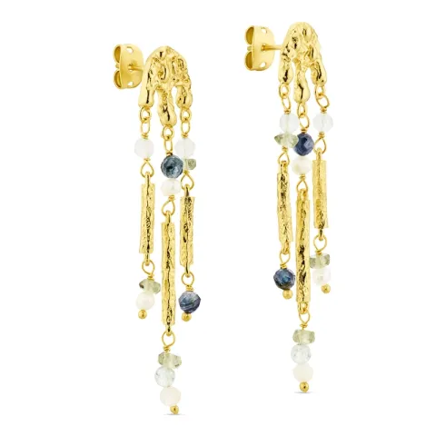 multifarvet øreringe i forgyldt messing - Eliné