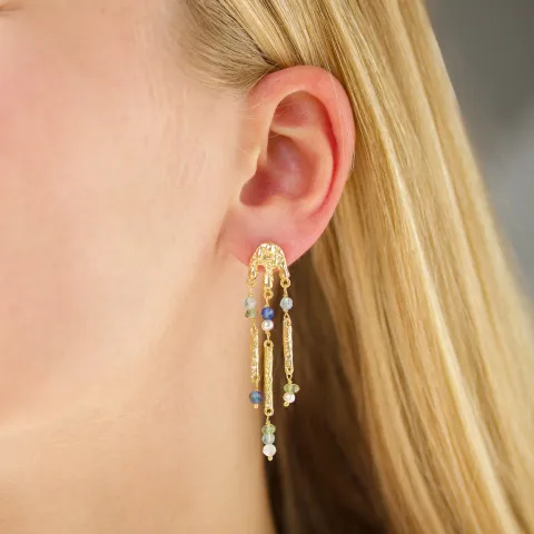 mørkeblå øreringe i forgyldt messing - Eliné