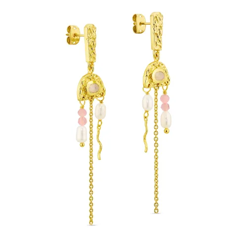 månesten øreringe i forgyldt messing - Eliné