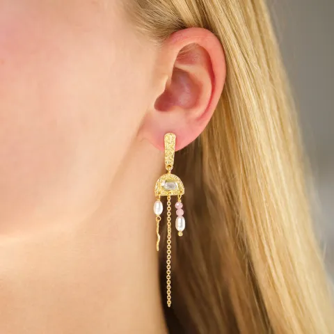 månesten øreringe i forgyldt messing - Eliné