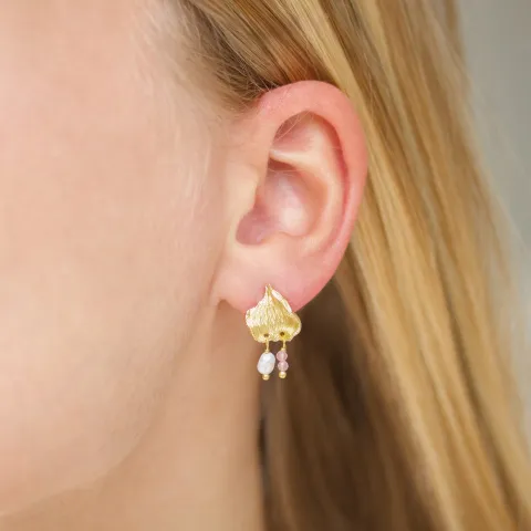 rosakvarts øreringe i forgyldt messing - Eliné