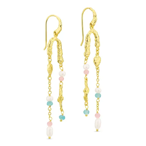 lange kæde øreringe i forgyldt messing - Eliné