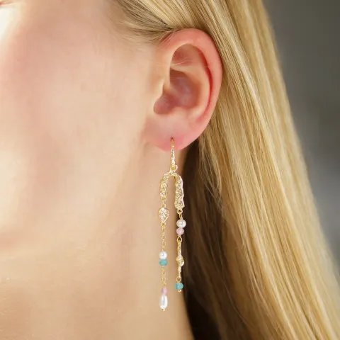 lange kæde øreringe i forgyldt messing - Eliné