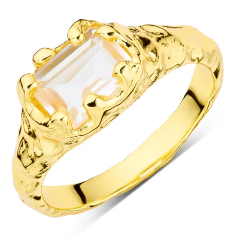 klar quartz ring i forgyldt messing - Eliné
