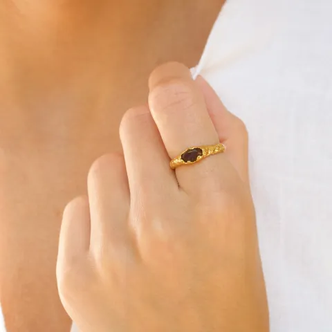 kvarts ring i forgyldt messing - Eliné