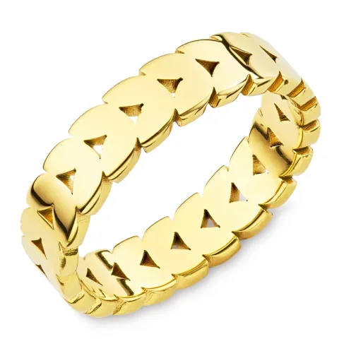 vandfast blad ring i forgyldt stål - OCEANA