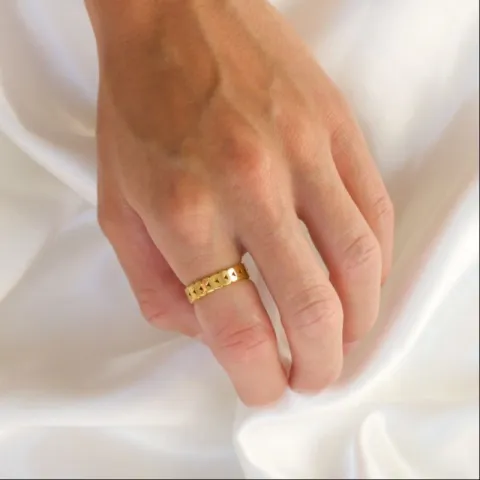 vandfast blad ring i forgyldt stål - OCEANA