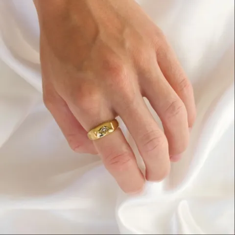 vandfast stjerne ring i forgyldt stål - OCEANA