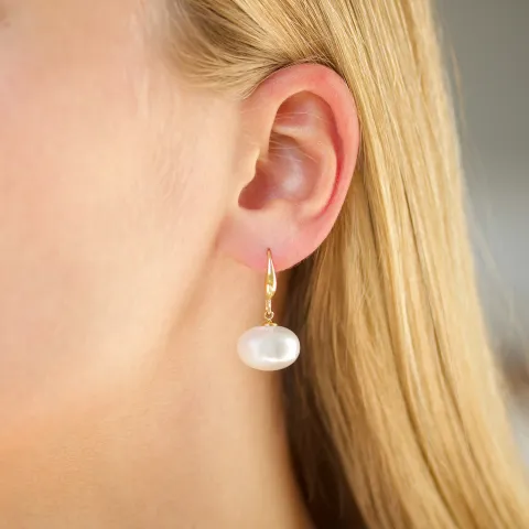 vandfaste perle øreringe i forgyldt stål - OCEANA