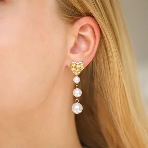 vandfaste hjerte øreringe i forgyldt stål - OCEANA