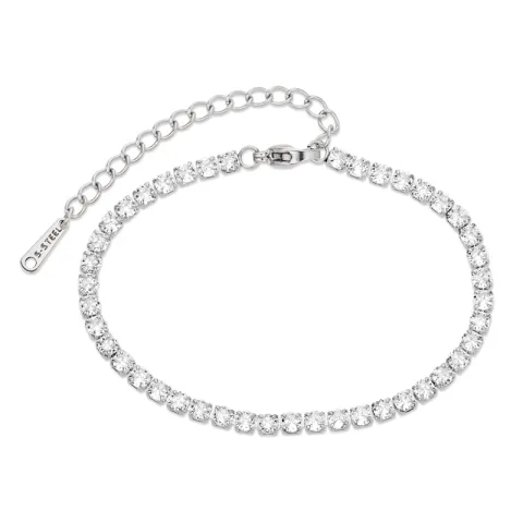 vandfast zirkon tennisarmbånd i stål - OCEANA