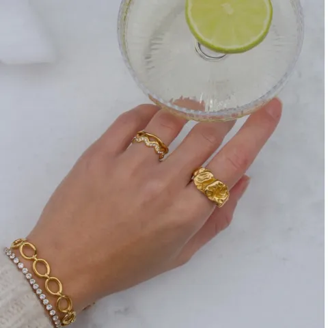 vandfast ring i forgyldt stål - OCEANA