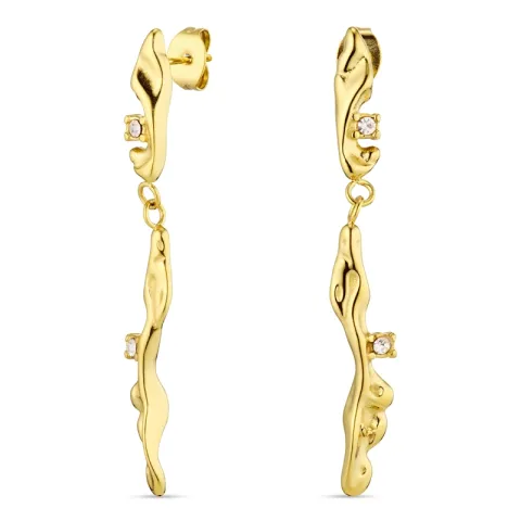 vandfaste zirkon øreringe i forgyldt stål - OCEANA