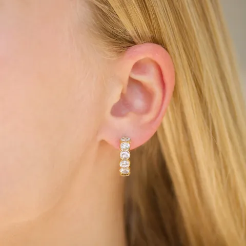 vandfaste zirkon creoler i forgyldt stål - OCEANA