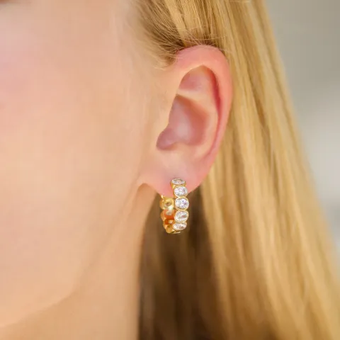 vandfaste zirkon creoler i forgyldt stål - OCEANA