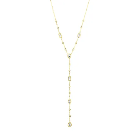 vandfast zirkon halskæde i forgyldt stål - OCEANA