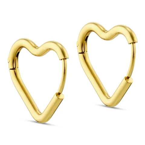 vandfaste hjerte creoler i forgyldt stål - OCEANA