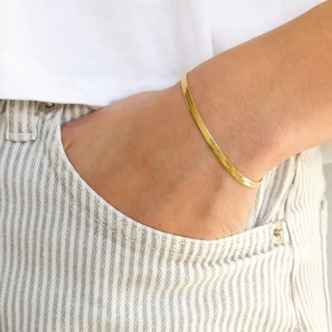 vandfast armbånd i forgyldt stål 16 + 5 cm x 3,0 mm  - OCEANA