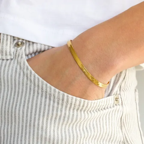 vandfast armbånd i forgyldt stål 16 + 5 cm x 4,0 mm  - OCEANA