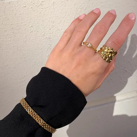 vandfast armbånd i forgyldt stål 16 cm  + 5 cm x 6 mm  - OCEANA